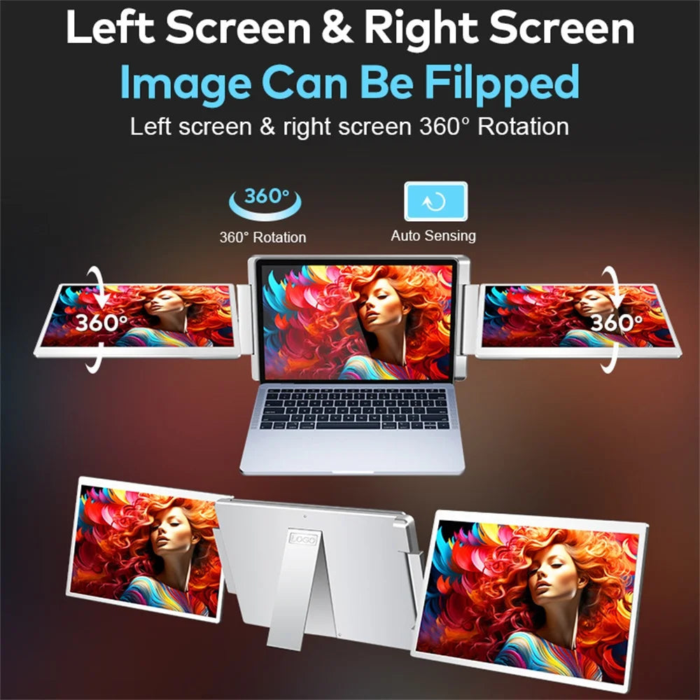 Portable LCD FHD IPS Gaming Backlit External Monitor High-Definition Dual Triple Screen Extender for Productivity Rospider