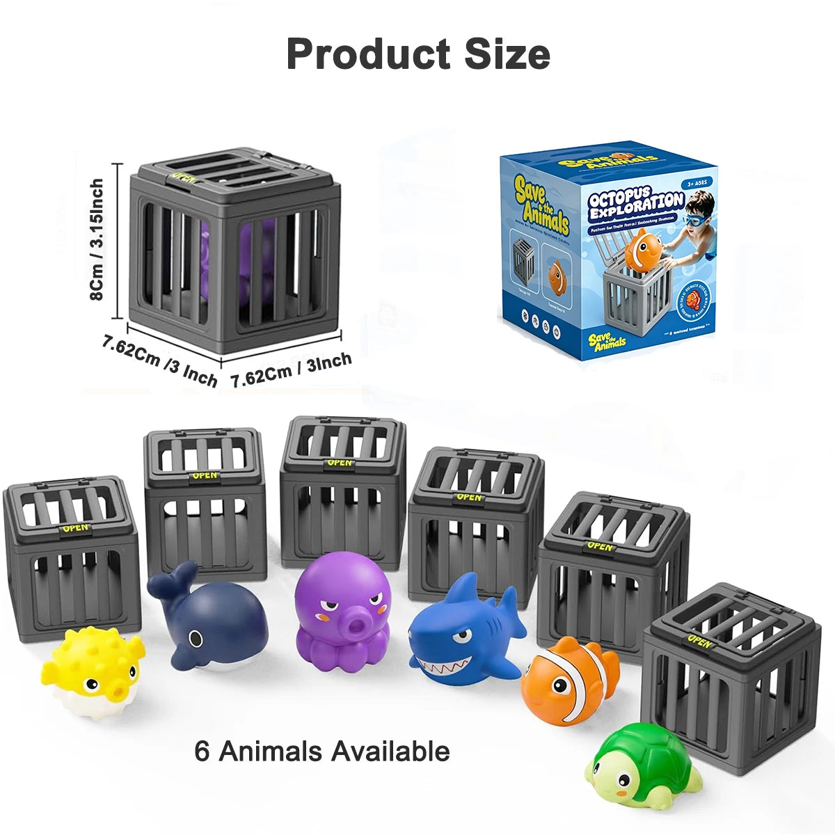 NEW Fish Box Swimming and Diving Toys, Child Adult Pool Party Toys, Toddler Floating Animals Bath Toys,  Birthday Christmas Gift