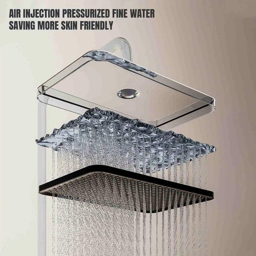 Gray Piano Keys Bathroom Shower Faucet Set Multiple Water Spray Modes Shower System With 4 types Function Digital Display