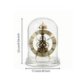 Clock with Glass Dome Mechanical-Style Quartz Skeleton Clock Retro Chiming for Collectors Living Room Home Office Decoration