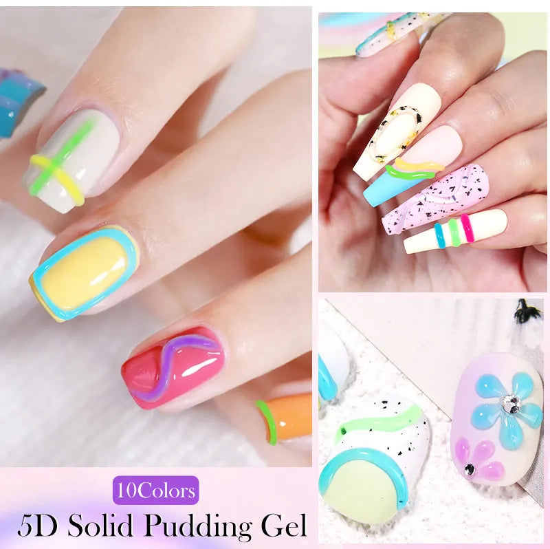 LILY'CUTE 10ml Solid Pudding Emboss Liner Gel Nail Polish Korean-style Painting Texture Modeling Stereoscopic Shaping Nail Art