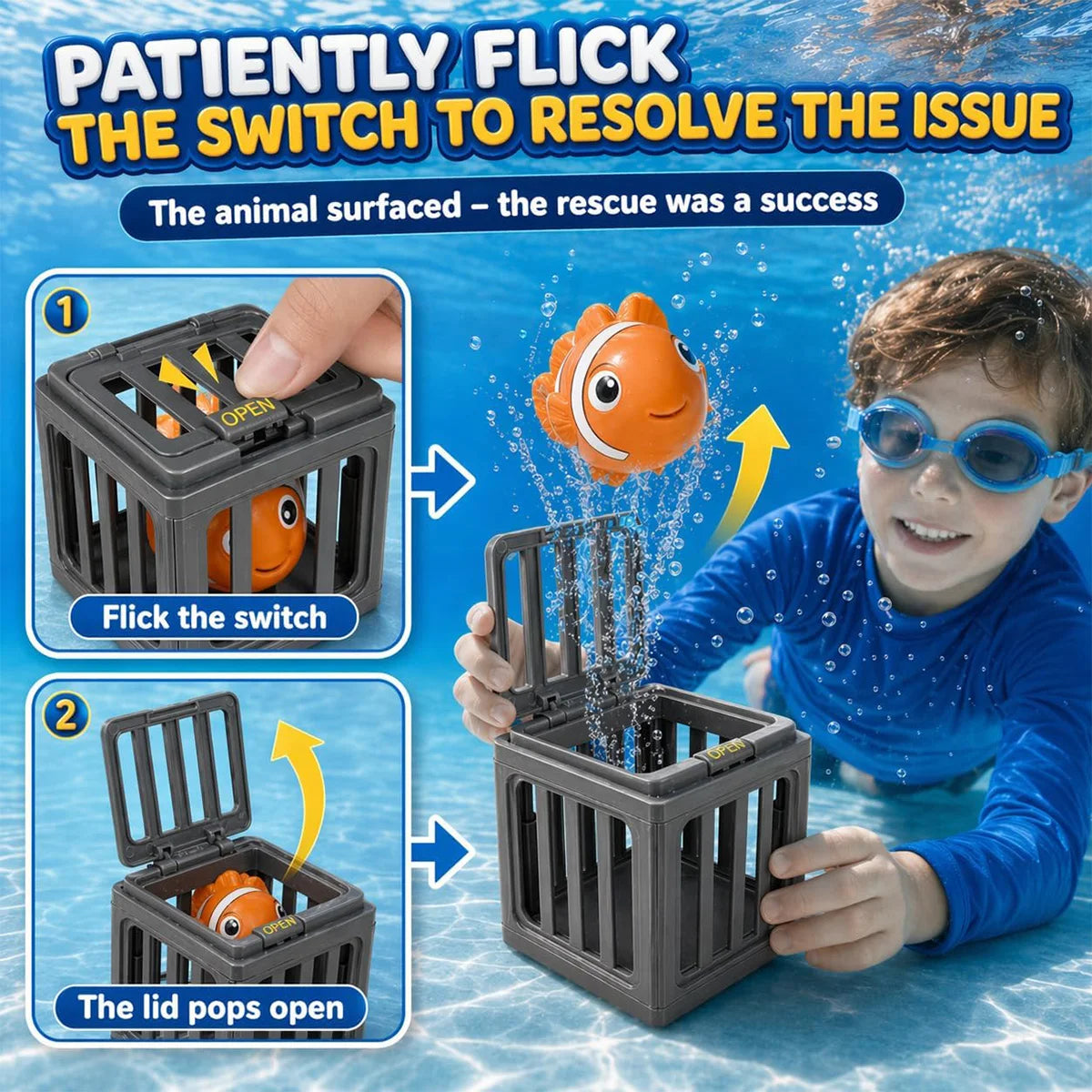 NEW Fish Box Swimming and Diving Toys, Child Adult Pool Party Toys, Toddler Floating Animals Bath Toys,  Birthday Christmas Gift