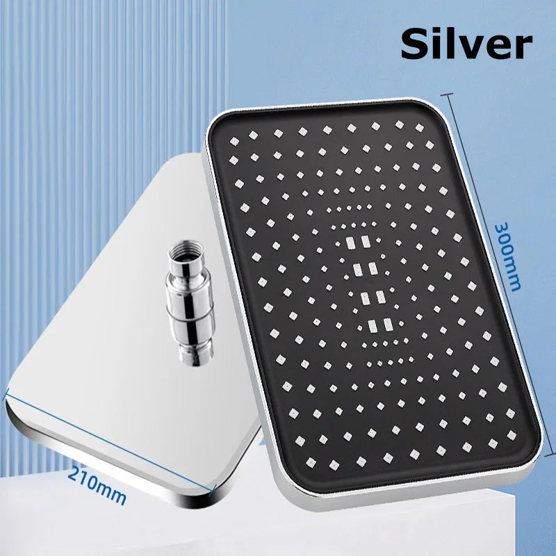Booster Rain Shower Head 360° Rotation Water Saving New 30cm Large Size High Pressure Overhead Rain Shower Head Large Flow