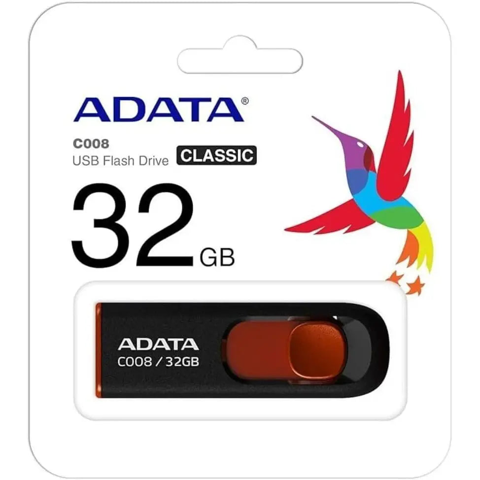 Adata DV.UV240.32G 32GB USB 2.0 Flash Drive Black Red Plastic Needle Mark PC Compatible New Stock Gift Box Packaging Without Lid