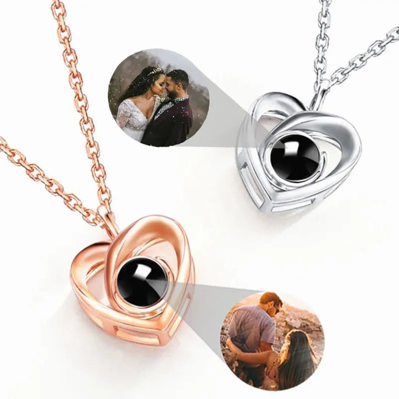 Dascusto Love Necklace Custom Projection Photo Necklace Personalized Couples Picture Necklace Memorial Gift For Your Girlfriend