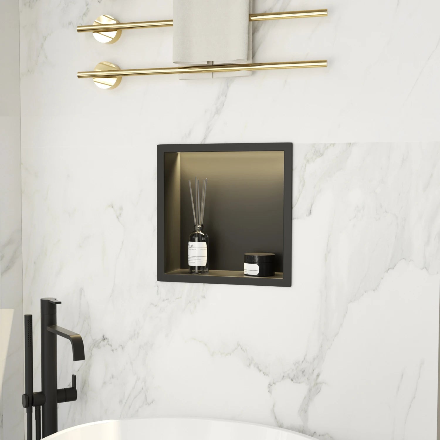 High Quality IPX65 12x12 LED Shower Niche Modern Stainless Steel Design with FCC and for UL Certification for Bathroom Use