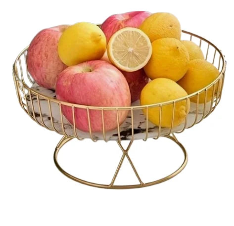 Tabletop Kitchenware Wholesaler Handmade Iron Basket for Fruit Storage Basket Gold Wire Fruit Storage Basket