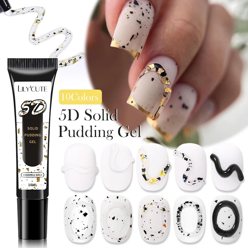 LILY'CUTE 10ml Solid Pudding Emboss Liner Gel Nail Polish Korean-style Painting Texture Modeling Stereoscopic Shaping Nail Art