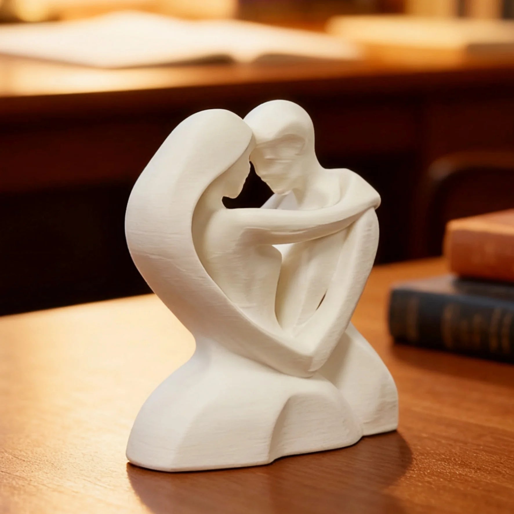 omantic Embracing Couple Sculpture, White Abstract Love Figurine, Modern Home Office Decor,  Modern Romantic Love Sculpture