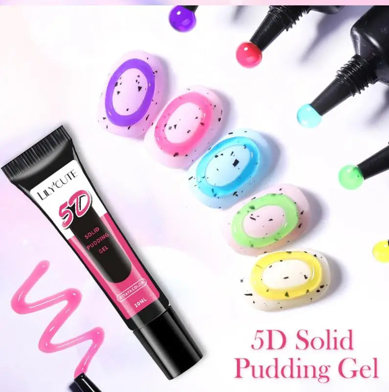 LILY'CUTE 10ml Solid Pudding Emboss Liner Gel Nail Polish Korean-style Painting Texture Modeling Stereoscopic Shaping Nail Art
