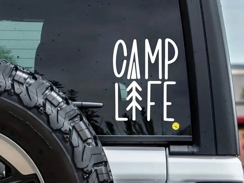 Camp Life Sticker For Travel Camping Enthusiasts Car RV Decorative Stickers, Waterproof  Car Stickers