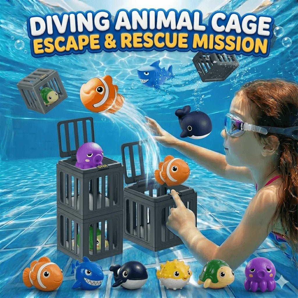NEW Fish Box Swimming and Diving Toys, Child Adult Pool Party Toys, Toddler Floating Animals Bath Toys,  Birthday Christmas Gift
