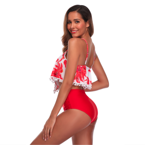 Red Palm Tree Tankini Set