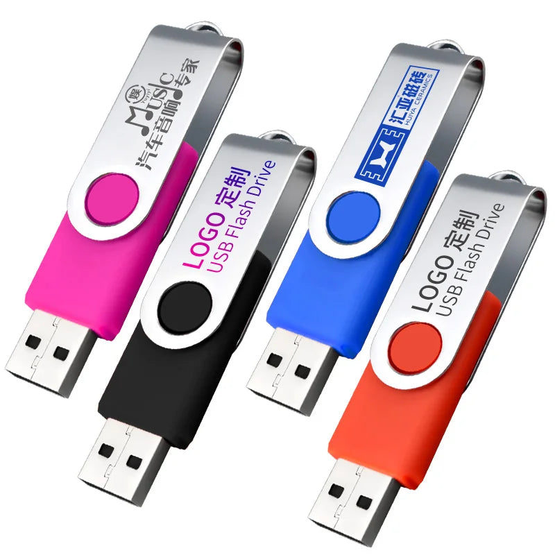Hot Selling Swivel Metal USB Flash Drive in Various Colors 1GB to 128GB USB 2.0 E14 CE FCC ROHS Certified 9g