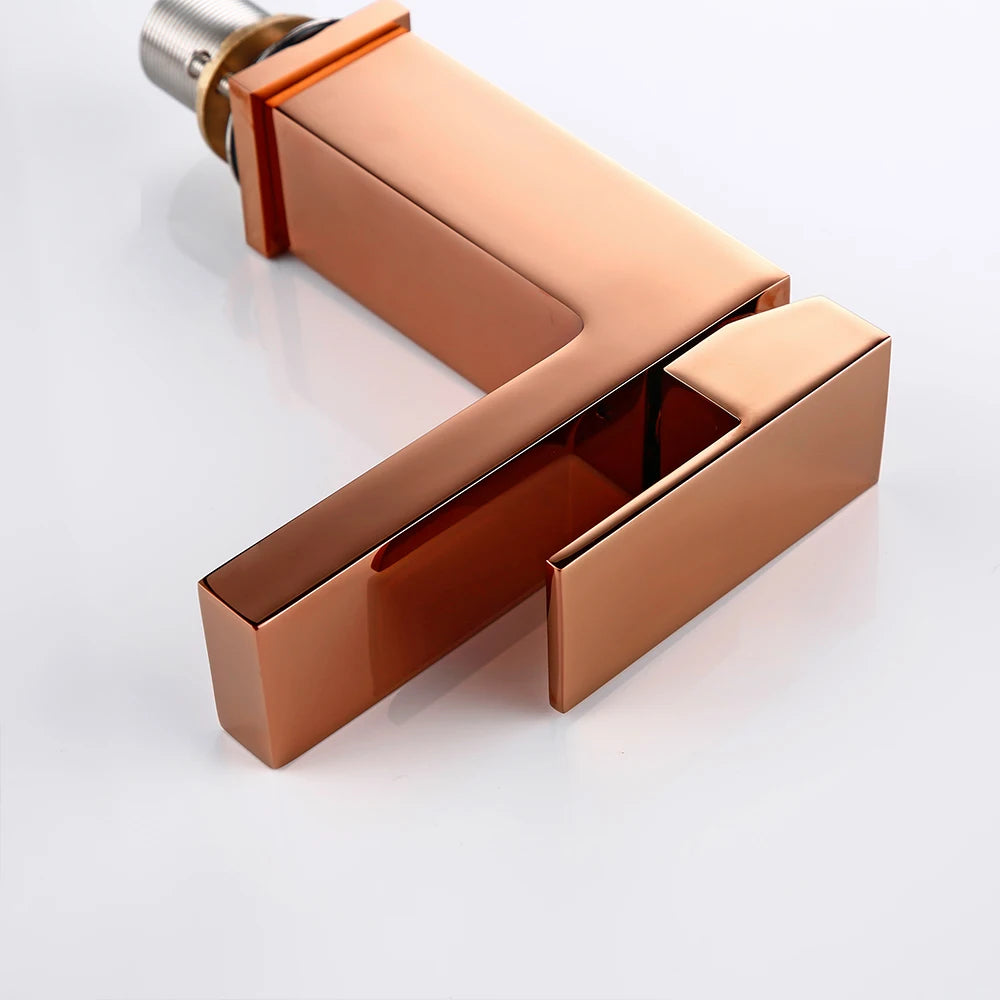 Bagnolux Rose Gold Single Hole Deck Mounted Brass A Handle Cold Hot Mixer Sink Tap Basin Water Tapware Bathroom Faucet