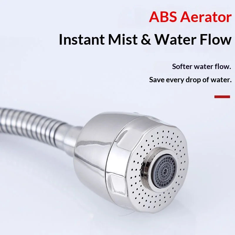 304 Stainless Steel Modern Minimalism Wall-Mounted Kitchen Faucet Hot/Cold Water Omnidirectional Rotating Spout for Sink Laundry