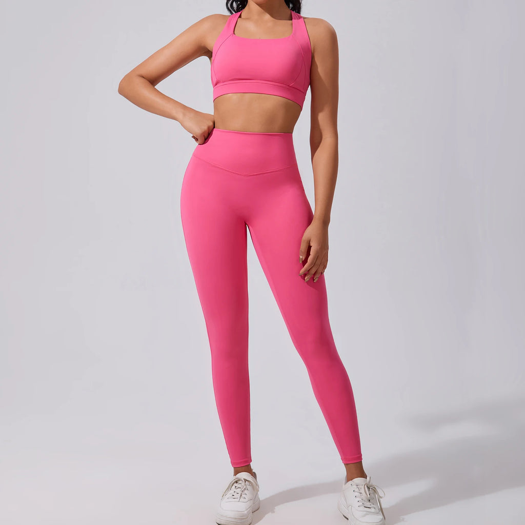 Custom Plus Size Women's Sets High Waist 2-Piece Sports Bra Leggings Yoga Set Breathable Four-Way Stretch Athletic Gym Sets