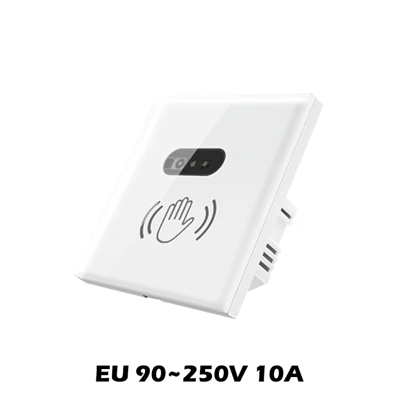 110V 220V 10A Smart Wall Light Switch Hand Sweep Sensor Glass Screen Panel without Touch EU US IR Infrared Lights Sensor Switch