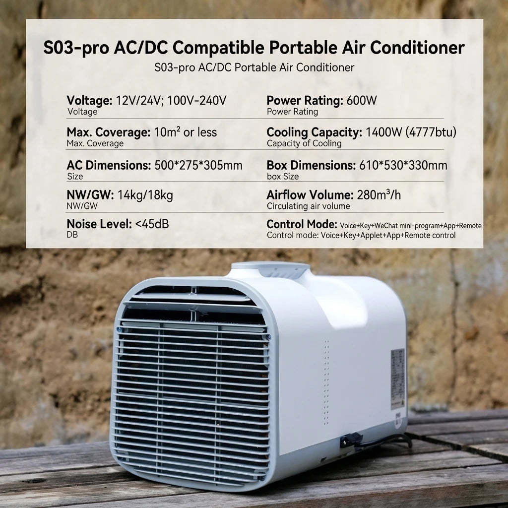 12v/24v Outdoor Portable No Installation Required Air Conditioner Compressor for Home Camping Pet Cooling Travel