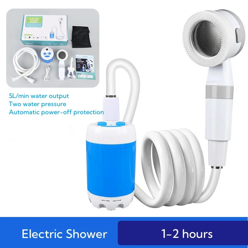 Portable Outdoor Shower, Camping Shower Pump, Adjustable Flow, Electric Shower With Hose for Camping Outdoor