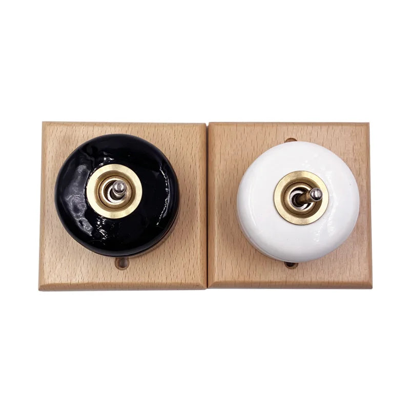 High Quality Retro Ceramic Round Toggle Switch 1 Ｗay 2 Way Control Wall Light Switch