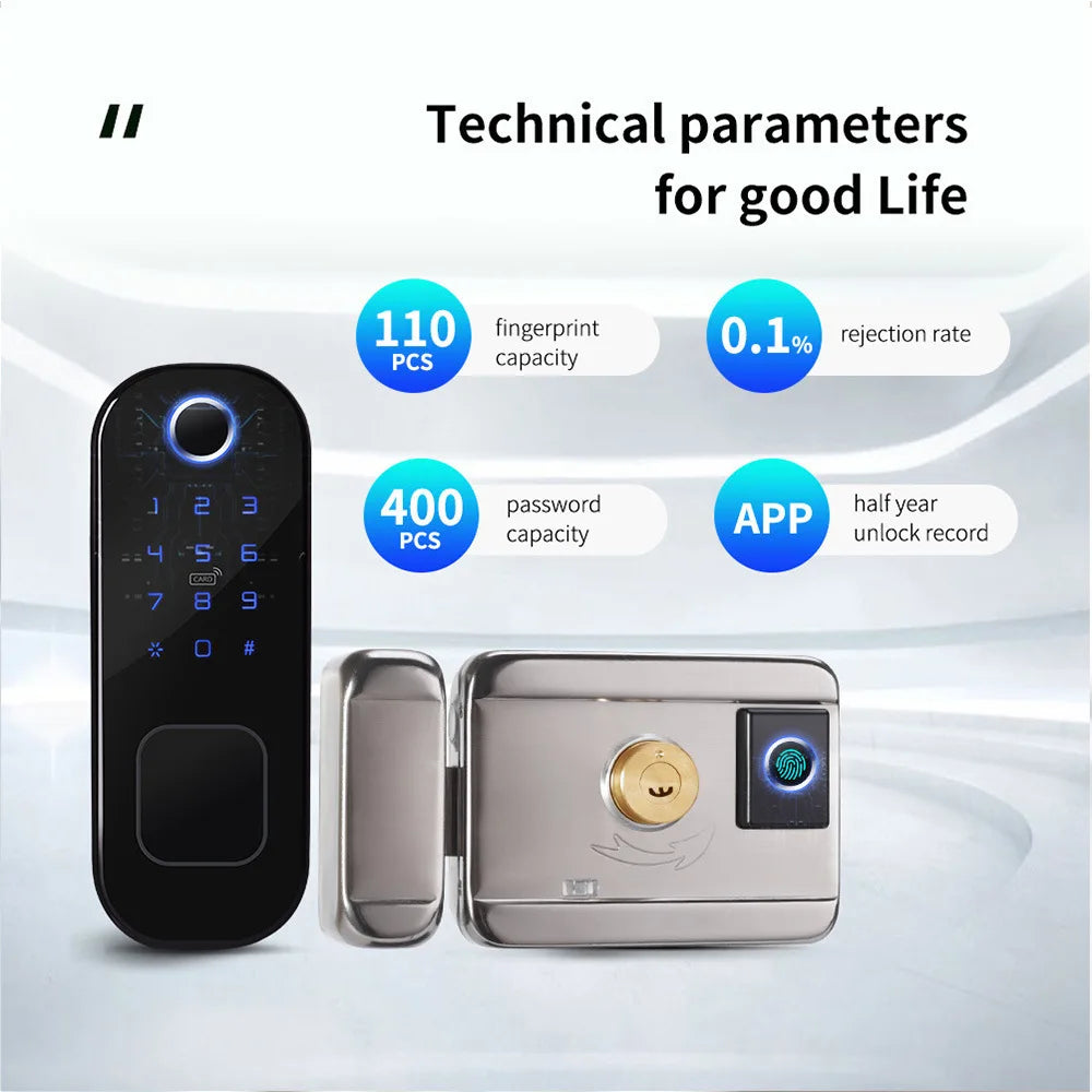 Digital Glass Door Smart Lock Fingerprint Tuya WIFI Remote Hotel Smart Door Lock Digital Smart Lock Front Door Key Ic Card