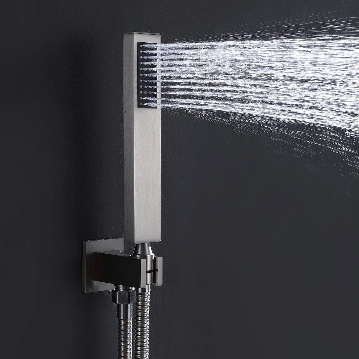 Homein Matte Black Double Handle 2-Function Brass Concealed Shower Set, Pressure Balance Valve Rainfall Shower System