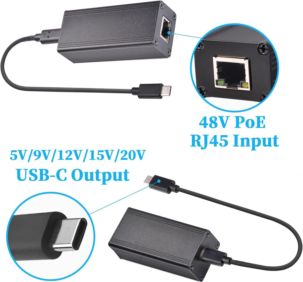 SDAPO 2.5GPD2CAT-20V 2.5G Type - C Gigabit Ethernet Adapter Gigabit PoE to Type C Adapter Converter for Phones and Tablets