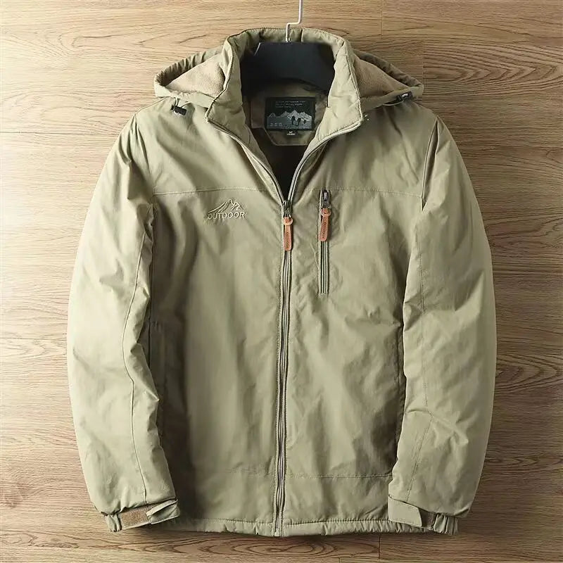 Hot Sale Winter Men's Windproof Waterproof Fleece Lined Zip up Soft Shell Jacket Oversize Warm Hooded Coat Jacket