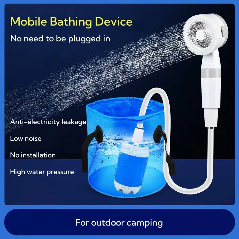 Portable Outdoor Shower, Camping Shower Pump, Adjustable Flow, Electric Shower With Hose for Camping Outdoor