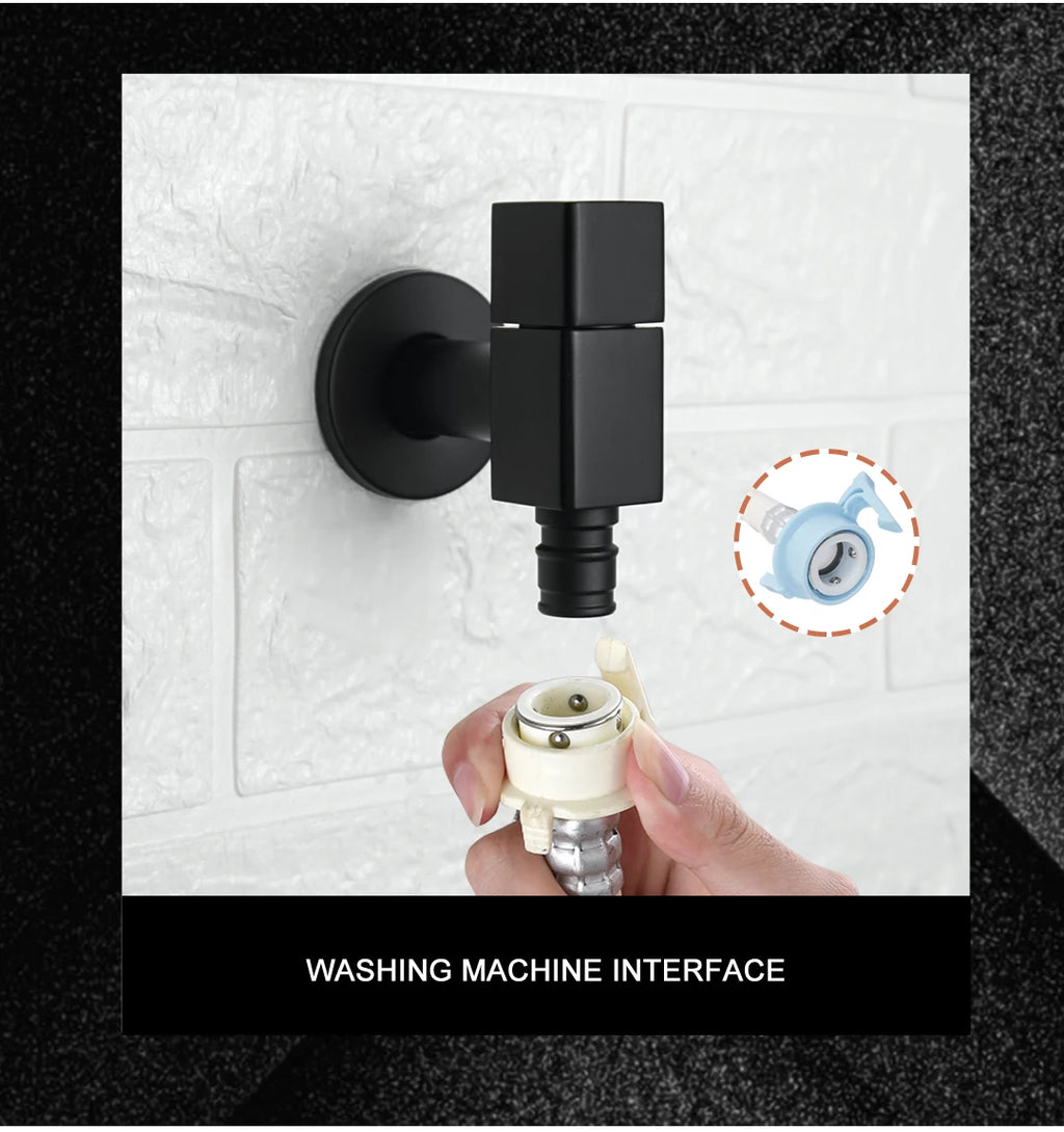 Washing Machine Faucet Tap Outdoor Garden Mop Pool Wash Faucets Bathroom Square Wall Mounted Solid Brass Sink Cold Water Tap