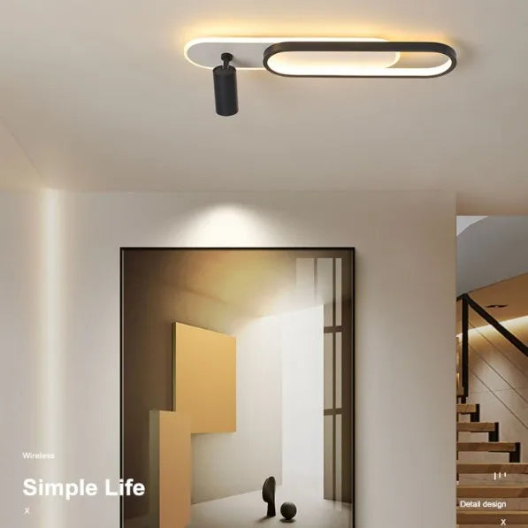 Modern Minimalist LED Ceiling Light Strip Design Remote-Controlled Three-Color-Changing Surface-Mounted for Living Rooms