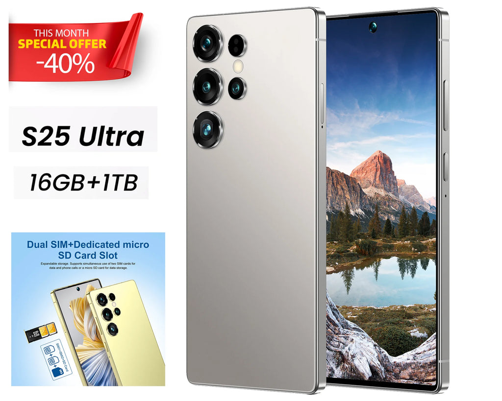 Best Price Galax S25 Ultra Android Smartphone 7.3 Inch HD LED 144Hz Screen 16G+1TB Storage Original Cell Phones Mobile Phones