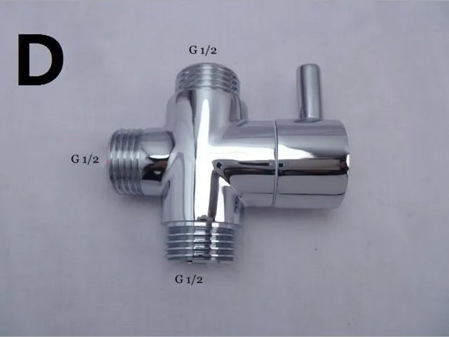 G1/2 Black Water Divider One-in-two-out Three-Way Shower Faucet Valve Adapter Hot Cold Water Switch
