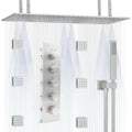 3-Function Thermostatic Rainfall Shower System Soft/Jet Ceramic Brass Wall Mount Shower Faucet Combo Slide Bar Brushed Nickel