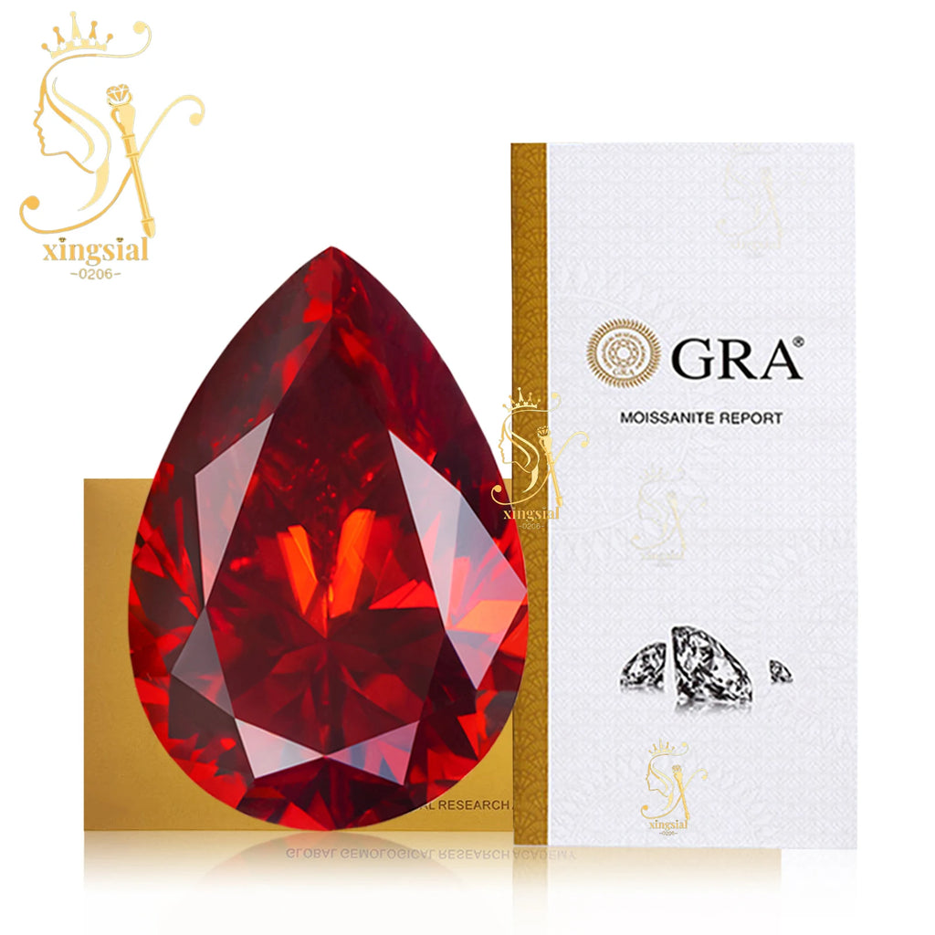 Xingsial 4x6mm 9x13mm Multiple Color VVS1 0.5ct 5ct GRA Certificated Pear Cut Synthetic Diamond Gemstone Loose Moissanite Stone