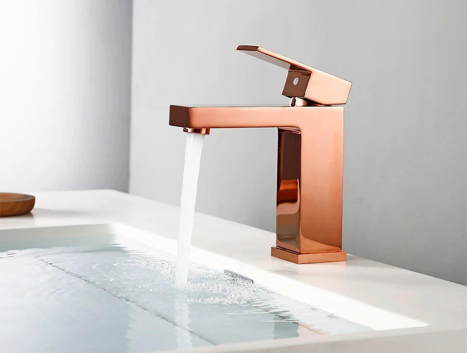 Bagnolux Rose Gold Single Hole Deck Mounted Brass A Handle Cold Hot Mixer Sink Tap Basin Water Tapware Bathroom Faucet