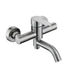 Modern Stainless Steel Wall-Mounted Bathroom Faucet Brushed Hot & Cold Rotate Spout Ceramic Valve Core Bathtub Shower Mixer Tap