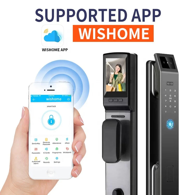 Factory Price 3D Face Recognition Wifi Keyless Fingerprint App Remote Control Smart Door Lock With Camera