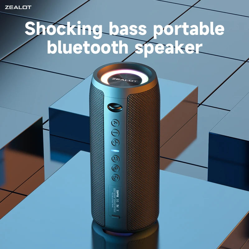 ZEALOT S51 PRO 40W Portable Wireless Speakers IPX7 Waterproof Stereo Pairing for Shower with RGB LED Lighting AUX Communication
