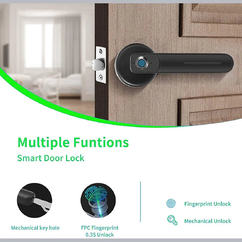 BBDHOME Zinc Alloy Sensitive Hotel Office Electronic Keyless Smart Fingerprint Door Lock with Memory Card for Wood Door