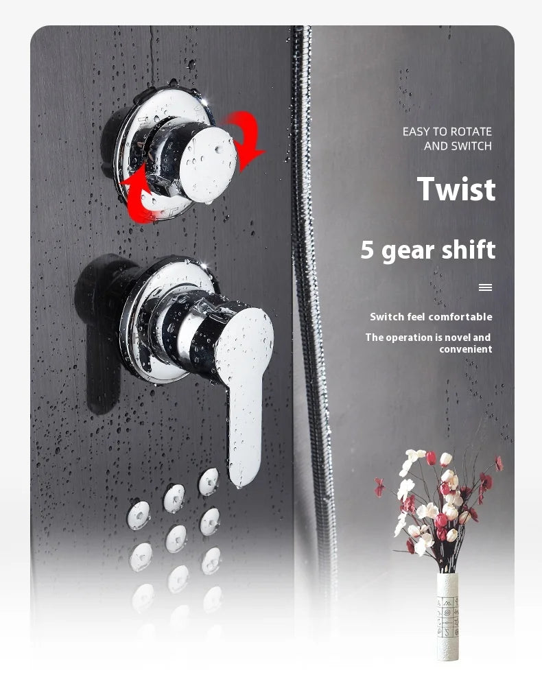 European Gold 304 Stainless Steel Intelligent Digital Display Shower Screen Brushed Finish Ceramic Direct Bathroom Faucets