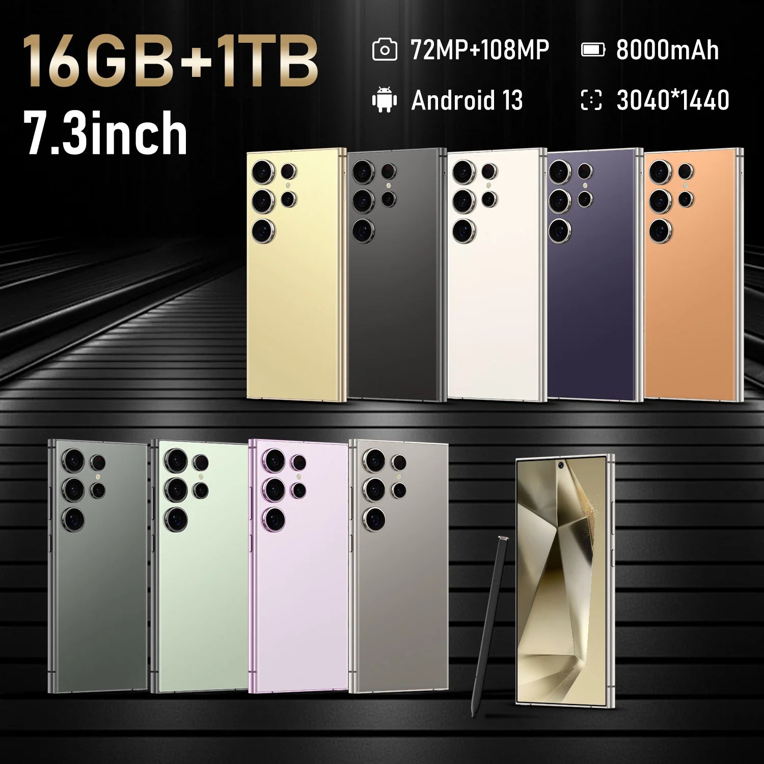 New Fashion HX-Cellphone 0riginal S24 Ultra 16gb+1tb Smartphone 7.3inch Unlocked Dual Card 5g Phones Android 13.0 Mobile Phones