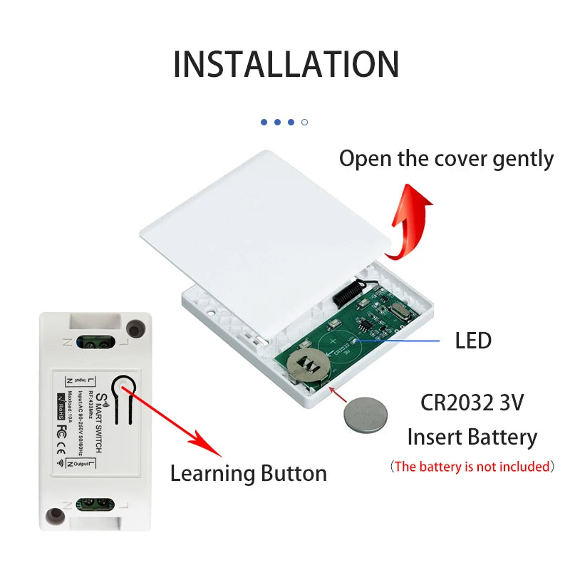 1/2/3Gang Smart Wireless Switch RF 433 Mhz 86 Portable White/Gray Home Wall Panel Buttons Remote Control Light Module Receiver