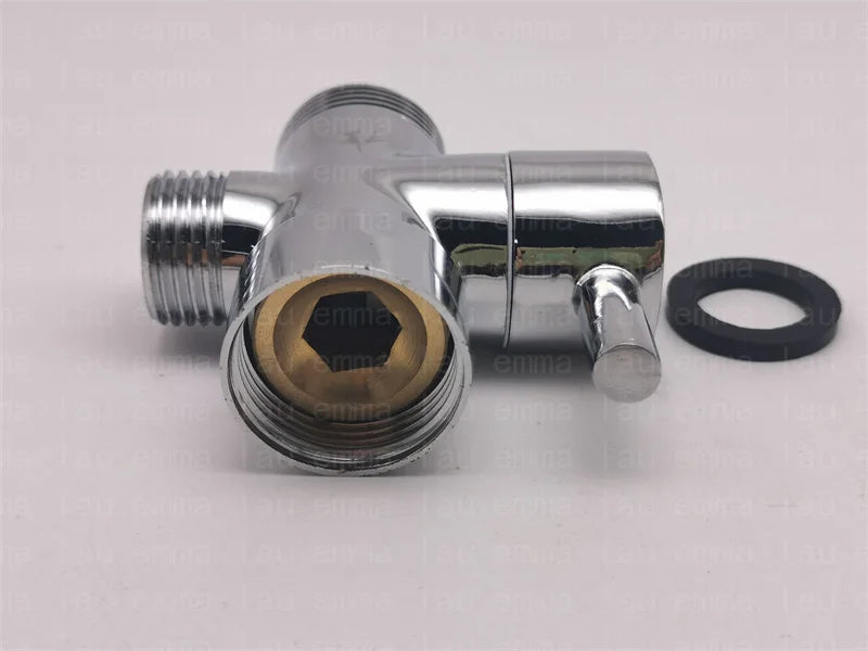 G1/2 Black Water Divider One-in-two-out Three-Way Shower Faucet Valve Adapter Hot Cold Water Switch