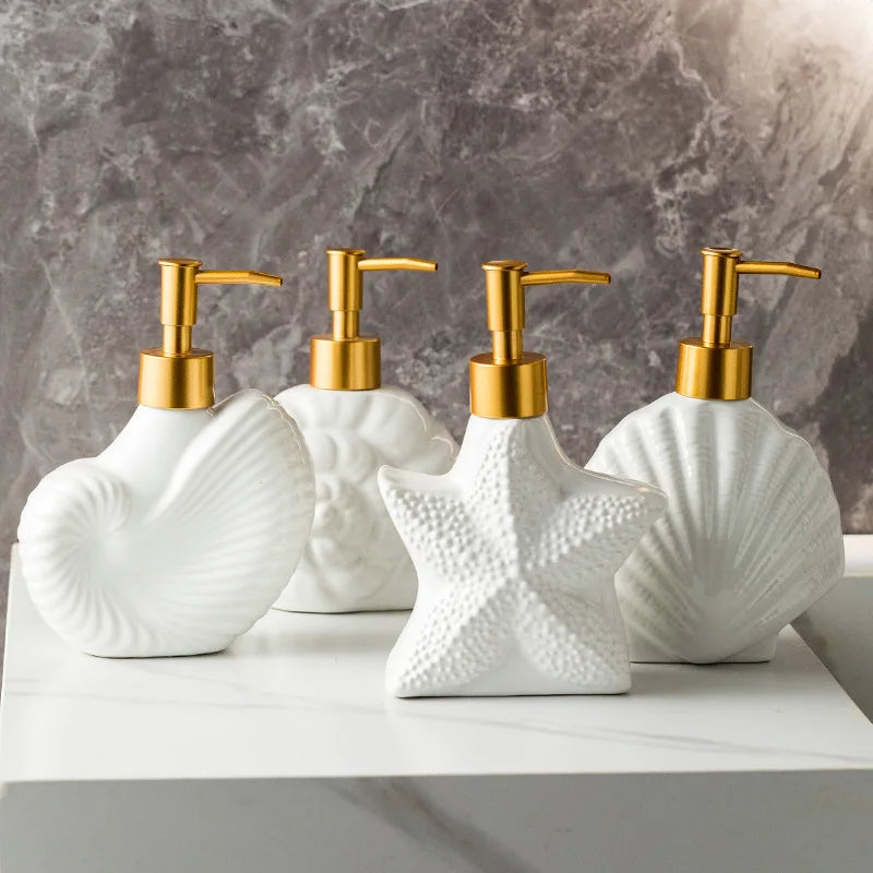 Minimalist Nordic Style Ceramic Dispensing Bottle for Hand Soap Shower Gel or Shampoo Hotel Bathroom Set Supplies