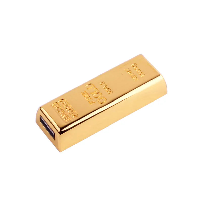 Original Chip Capacity Gold Bar Shaped Pen USB Flash Drive Golden Cle Usb Memory Stick Gold 64gb 32gb Pen Drive