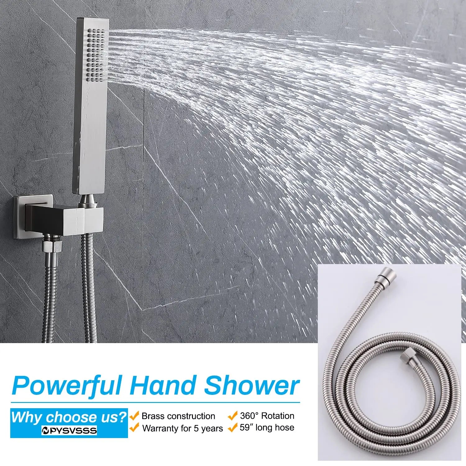 3-Function Thermostatic Rainfall Shower System Soft/Jet Ceramic Brass Wall Mount Shower Faucet Combo Slide Bar Brushed Nickel