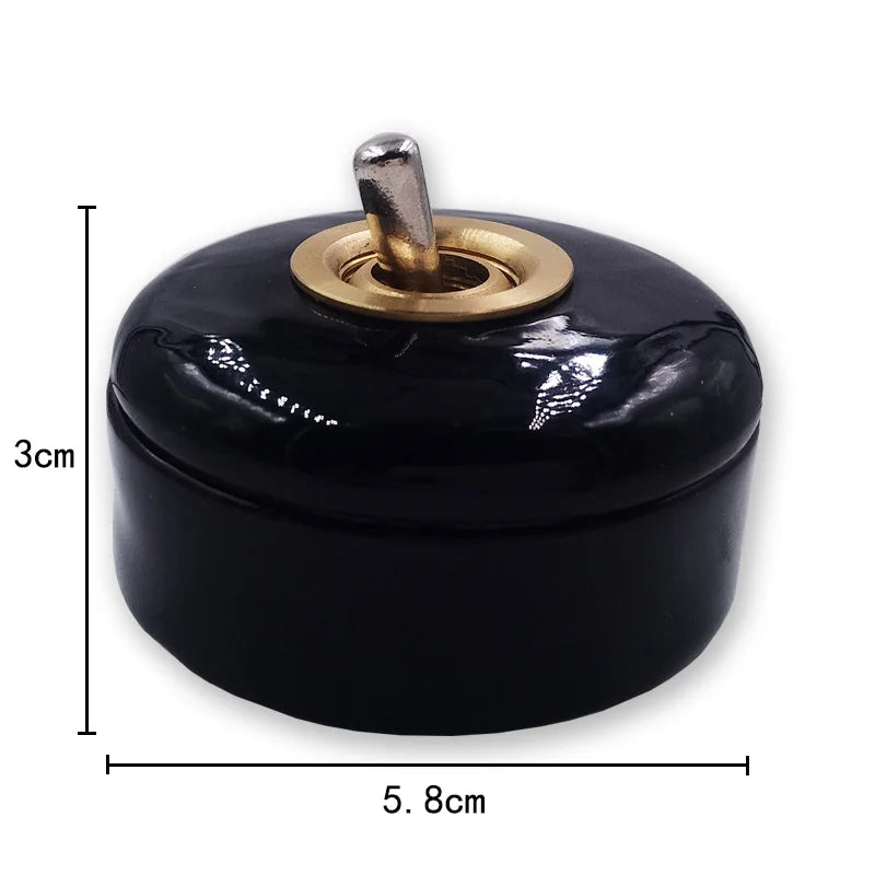 Home Improvement Round Ceramic Retro Toggle Switch 1 Ｗay 2 Way Control Wall Light Rocker Switch