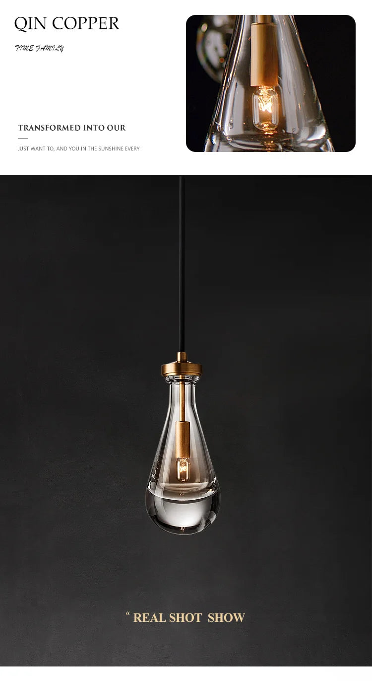 Modern light luxury drop pendant lamp simple creative restaurant bar bedside crystal pendant light